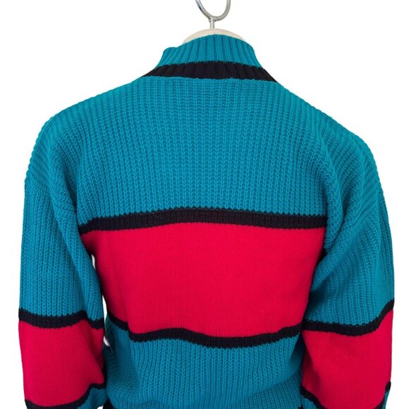 NWT VTG 80s KNITWAVES Ducks with Bows Ribbed Knit Colorblock Sweater SZ 6 - Picture 6 of 11